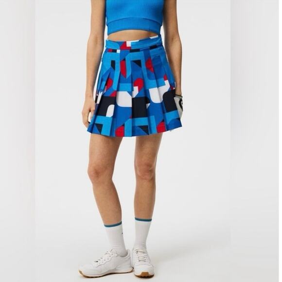 J. Lindeberg Womens Pleated Adina Print Golf Skirt Brilliant Blue Size XS NWT - Picture 12 of 13